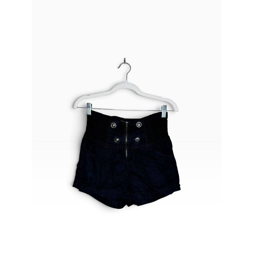 Body Central Black High Waist Sailor Shorts Zip Front 4 Button Cotton M